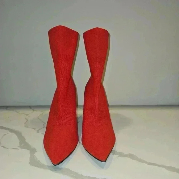 Brash Xaya Mid Calf Pointed Toe Stiletto Sock Boots Red Size 12W - Picture 3 of 11